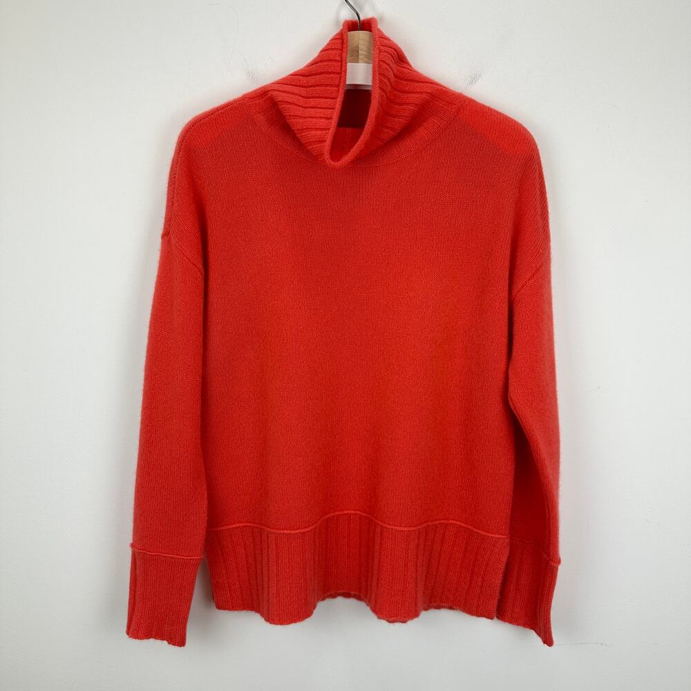 Charter Club Luxury Cashmere Mockneck Sweater Red Holiday Relaxed Boxy Medium